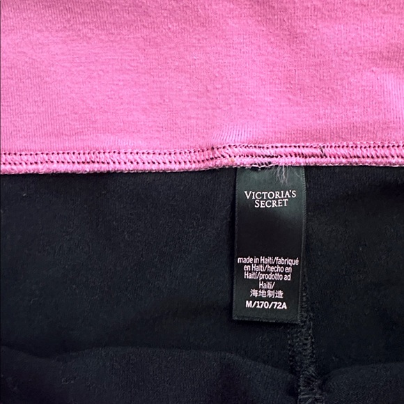 Victoria’s Secret Y2K Fold Over Cropped Leggings Size Medium Black and Pink - Picture 3 of 5